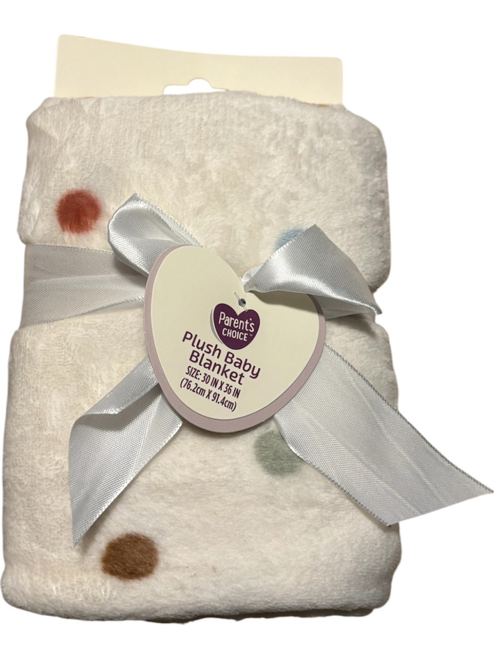 Parent's Choice - Cream Plush Baby Blanket with Multicolor Dots
